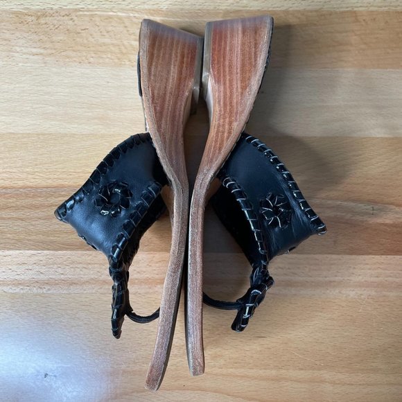 Jack Rogers Demi Wedges Size 6 M Black Leather Wom - Picture 4 of 8